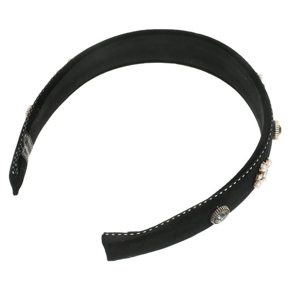 OFFIGAM Jeweled Headband Black Rhinestone Imitation Wide Design for Elegance