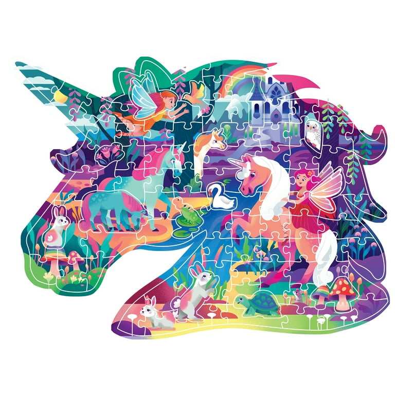 Jr Jigsaw 100-Piece Jigsaw Puzzle: Magical Unicorn Forest Shiny