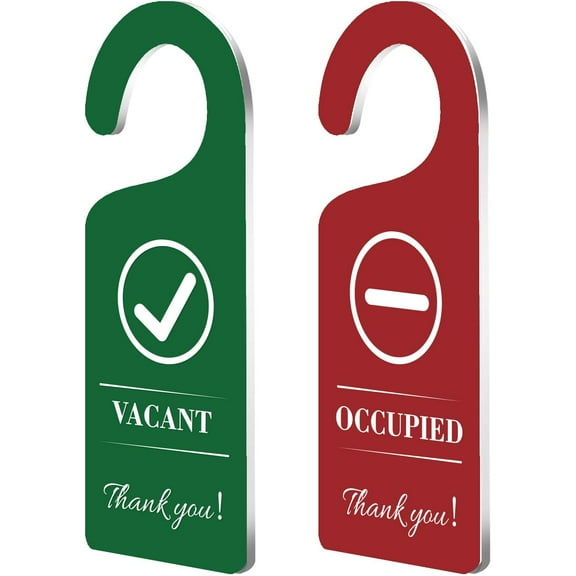 2Pack Vacant Occupied Door Hanger Sign Engraved Acrylic Door Sign Hanger for Home Office Restroom Conference Hotels Hospital