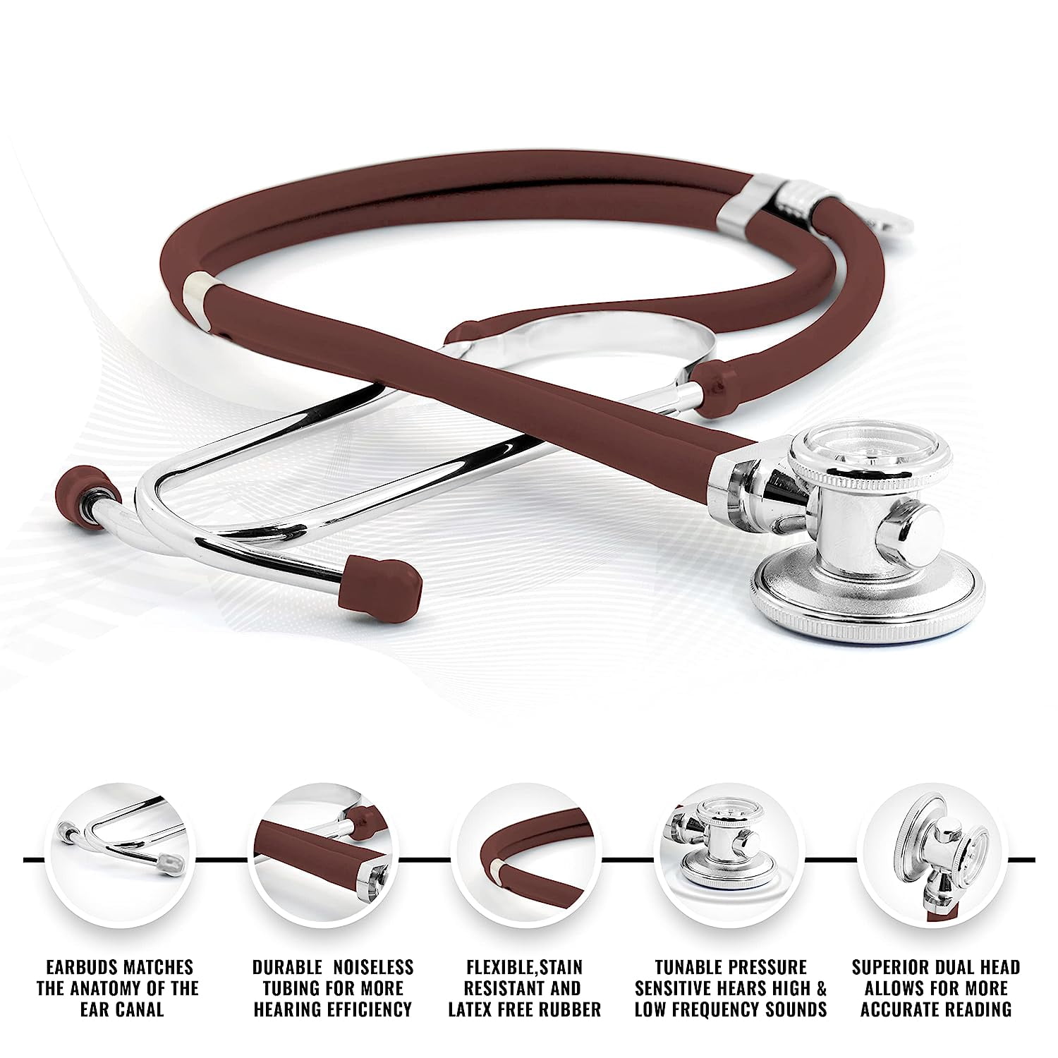 ASATechmed Nurse Starter Kit - Stethoscope, Blood Pressure Monitor, Tuning Forks, and More - 18 Pieces Total (Burgundy)