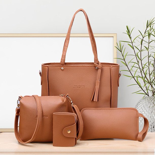 Bolso 4 unids/set de hombro de compras correa ajustable PU dinero billetera mujeres para regalos