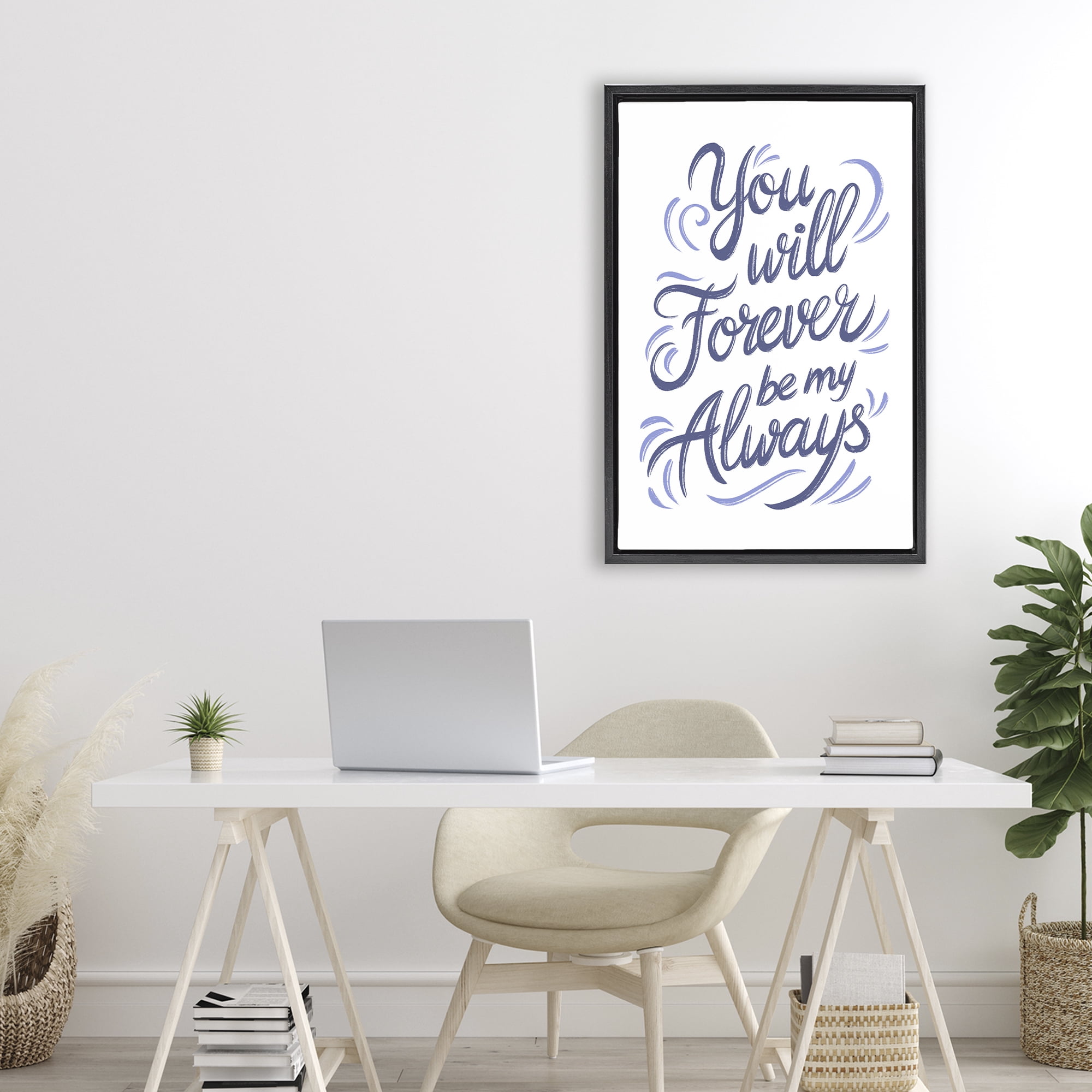 Stupell Industries Forever Be My Always Black Framed Floater Canvas Wall Art, design by Martina Pavlova