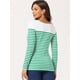 thumbnail image 4 of CamiseDe ManLarPaMujer bloque de colorrayas triple color simple Blanco Verde L, 4 of 6