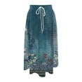thumbnail image 4 of YUEJUIR Womens Skirts Boho Skirts for Women Trendy Summer Flowy Floral Midi Skirts with Pockets Lightweight Drawstring High Waisted Skirts A Line Skirt Boho Skirt (Light Blue,XXL), 4 of 4