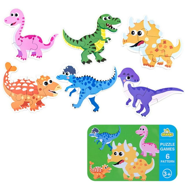 Puzzles Wooden Toys Early Education Cognition Children‘s Engineering Car Animal Cartoon Iron Box