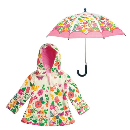 Stephen Joseph Girls 4-8 Rain Coat & Umbrella Set