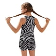 thumbnail image 2 of COEQINE Girls Two Piece Tankini Swimsuit with Shorts, Crewneck Sleeveless Swimming Bathing Suit Racerback Summer Beach Swimwear for Little Kid Age 6-7, Gray Black Zebra Print, 2 of 8