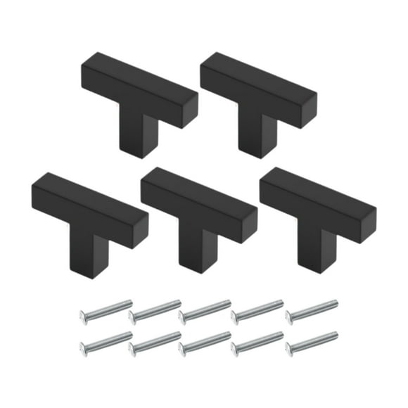5 tiradores para armarios, cajones y cómodas, fáciles de instalar, para puertas y muebles. Negro