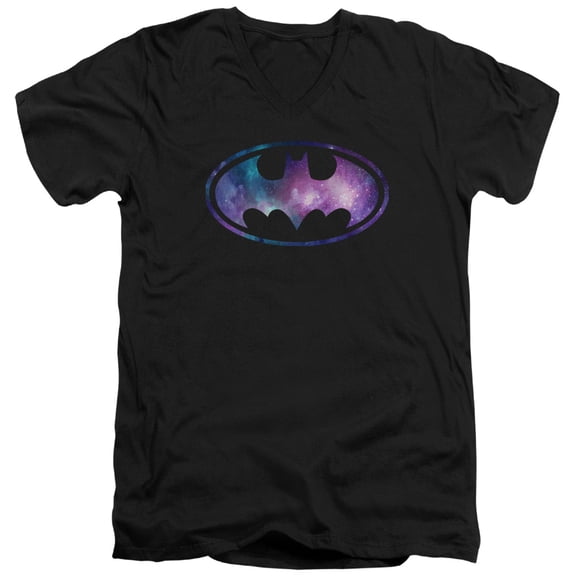 Batman Galaxy Signal S/S Adult V-Neck T-Shirt 30/1 T-Shirt Black