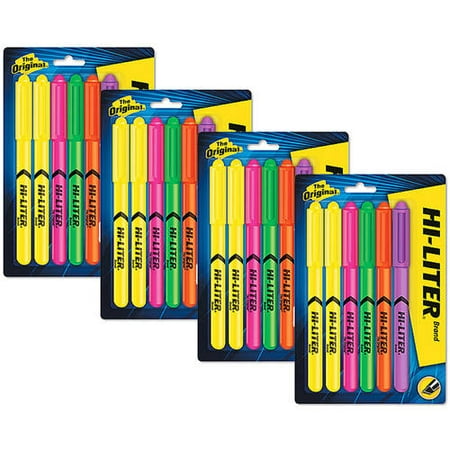 (4 Pack) AveryÂ® Hi-LiterÂ® Pen-Style, Highlighters, Assorted Colors, Smear Safeâ¢, Nontoxic, 6 Highlighters (Best Non Shimmery Highlighter)