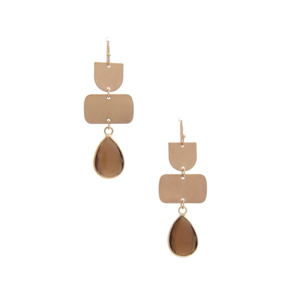 Teardrop Gem Multi Shape Dangle Earring Color - Coral