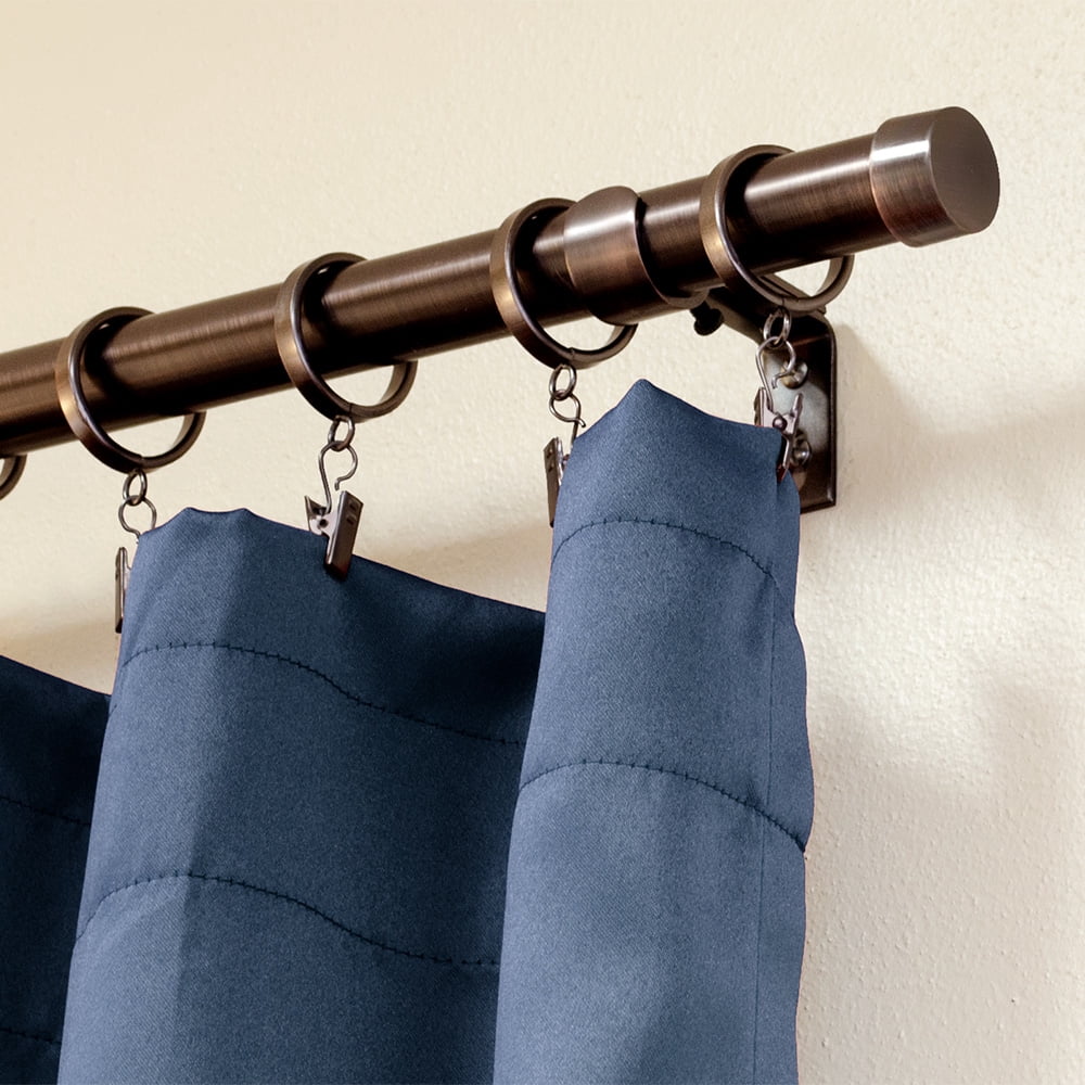 Lumino 1" Plated Oil Rubbed Bronze Cap Adjustable Single Curtain Rod Set, 42"-120"