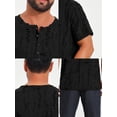 thumbnail image 7 of DARING DIVA Men's Ripped Henley Retro Short Sleeve Button Down T-Shirt M Black, 7 of 7