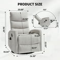 thumbnail image 7 of Aukfa 360° Swivel Recliner Rocking Chair with Massage and Heat for Living Room & Nursery, Chenille, Light Gray, 7 of 7