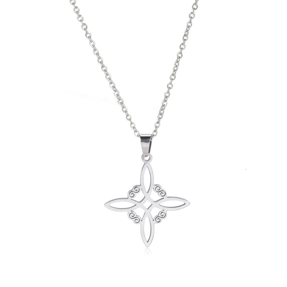 Osdhezcn Witchs-Knot Necklace Women Men Stainless Steel Pendant Necklace Lucky Jewelry