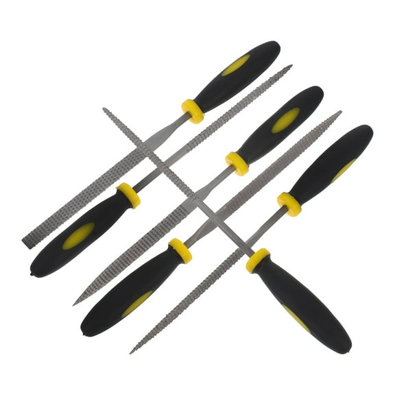 WHAMVOX  6 Pcs Wood Rasp Hand Mini File Kit Grip Tool Files for Woodworking Black