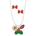 thumbnail image 1 of Delight Jewelry Goldtone Disc 1/2'' Initial - r - Christmas Kiss Charm Necklace and Stud Earrings, 1 of 4