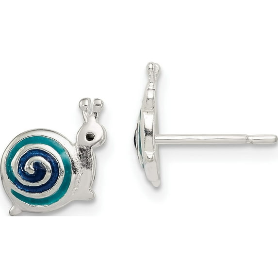 Sterling Silver Enameled Snail Post Earrings (9 X 9) Made In India qe8670