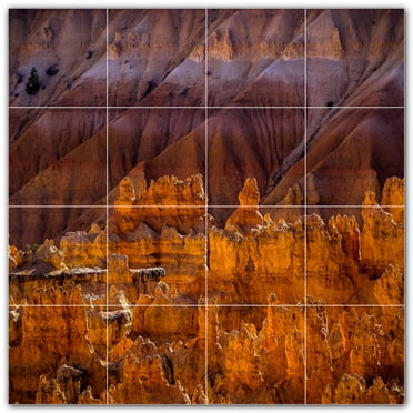 Picture-Tiles.com: Canyon Ceramic Tile Wall Mural WAL500332-44S. 17"W x 17"H using (16) 4.25" x 4.25" Ceramic Tiles-Satin Finish