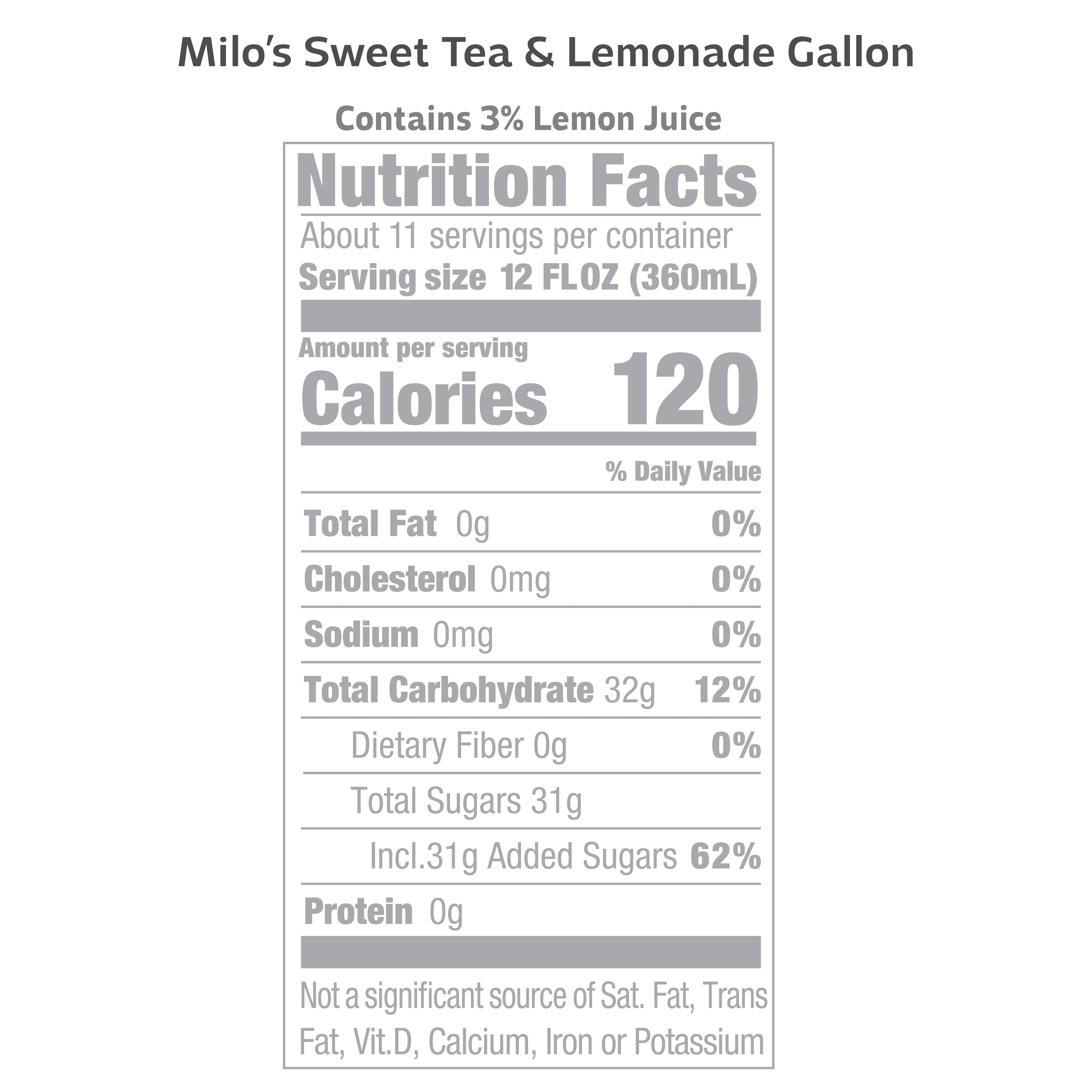 Milo's Sweet Iced Tea and Lemonade, Half and Half, 100% Natural, 128 fl oz