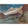 thumbnail image 2 of Cesare Gheduzzi 14x11 Gold Ornate Wood Frame and Double Matted Museum Art Print Titled - Huts at the Foot of Monte Rosa, 2 of 4