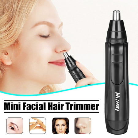 Stainless Steel Bent Trimmers (2019 New M.way Wet Dry Electric Portable Personal Ear Nose Eyebrow Mustache Face Hair Removal Trimmer Shaver Clipper Cleaner Remover Tool for Men Women With Stainless Steel)