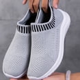thumbnail image 3 of Running Shoes for Women Men Solid Color Knit Mesh Slip on Sock Sneakers Comfy Soft Sole Lightweight Casual Walking Shoes Light Gray Size 7, 3 of 5