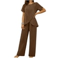 thumbnail image 2 of gbyLJF Womens Short Sleeve Wide Leg Set Summer Travel Vacation Outfits Dressy Spring Two Piece Sets for Women, 2 of 9
