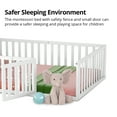 thumbnail image 5 of Full Size Floor Bed for Kids, Wood Full Montessori Bed Frame with Fence Guardrails and & Support Slats, Full Playhouse Bed with Door Design, Kids Fence Bed Playpen Bed for Boys ,Girls, White, 5 of 7