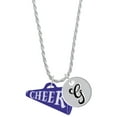 thumbnail image 1 of Delight Jewelry Acrylic 1.25" Navy Cheer Megaphone Silvertone Script Initial Disc - G - Charm Necklace, 20"+3", 1 of 4
