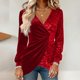 thumbnail image 1 of Uootdi Plus Size Sequin Tops for Women Sparkly Glitter Bow Crewneck Long Sleeve Shirts Evening Party Night Top Going Out Pullover Gift, 1 of 6