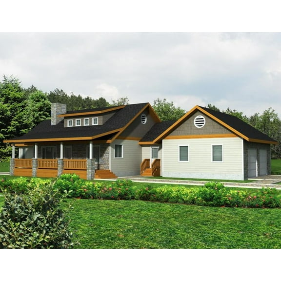 001-3309: Northwest Ranch 1 Bed, 2 Bath Luxury Home Plan, 2037 Sq Ft: Full Blueprints with License to Build by Home Plan Marketplace - Lesuto