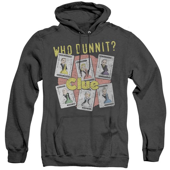 Clue Who Dunnit Adult Heather Hoodie Sweatshirt Black