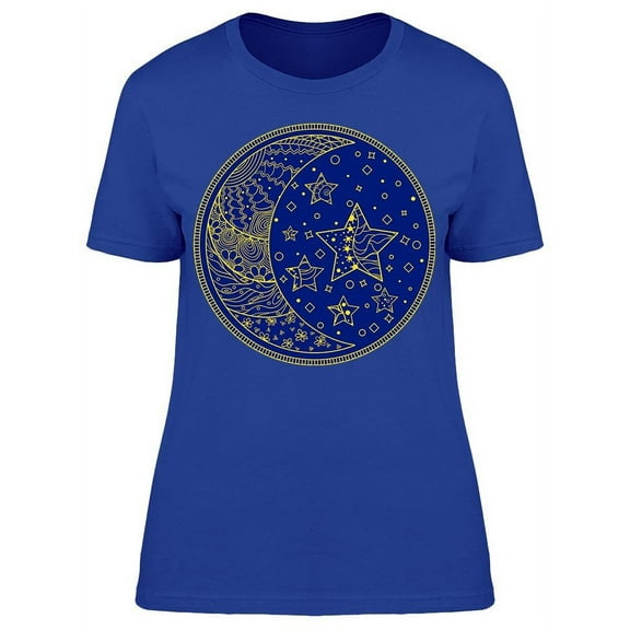 Circle Mandala Line Moon T-Shirt Women -Image by Shutterstock, Female 3X-Large
