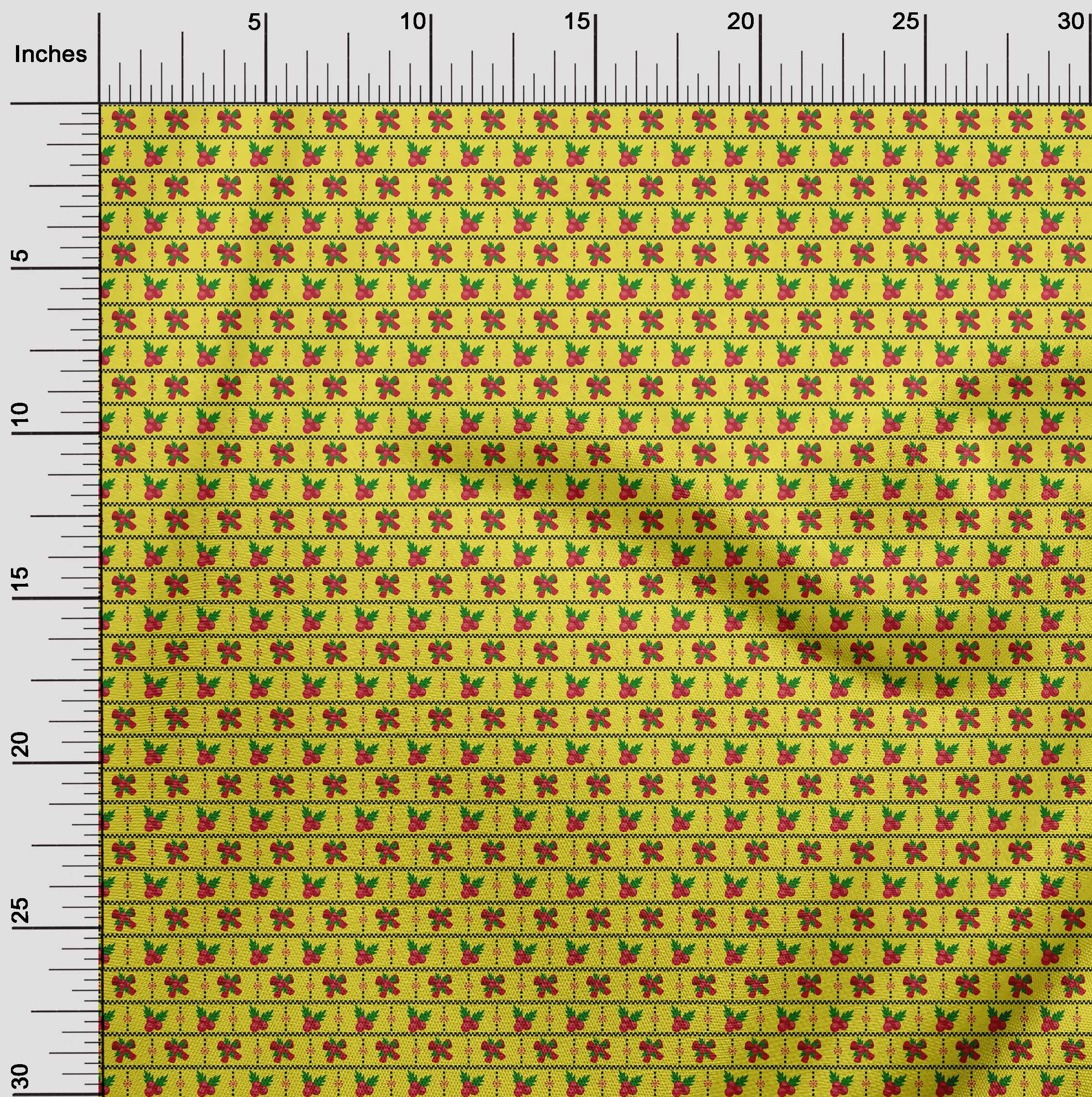 oneOone Cotton Jersey Yellow Fabric Merry Christmas Dress Material Fabric Print Fabric By The Yard 58 Inch Wide-8GH