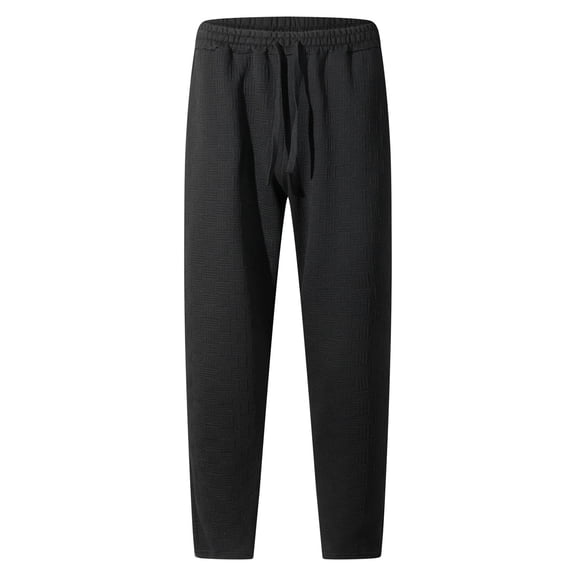 Kureaily Men's Casual Loose Fit Pants Comfortable Trousers For Daily Wear Jacquard Design Breathable Fabric All Season Versatile Style