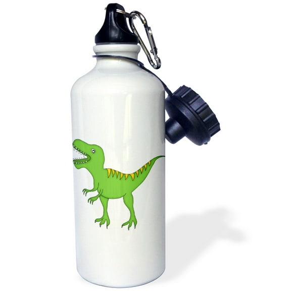 3dRose, Green and Yellow Dinosaur Growling, 21 oz Sports Water Bottle
