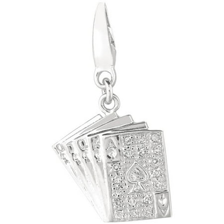 Women's Diamond Accent Sterling Silver Playing Cards Clip-On Charm