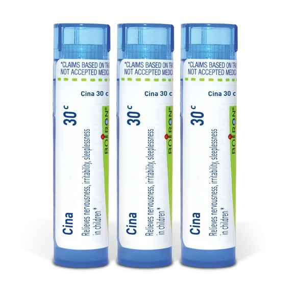 Boiron Cina 30C, Homeopathic Medicine for Nervousness, Irritability, Sleeplessness In Children, 3 Count (3 x 80 Pellets)