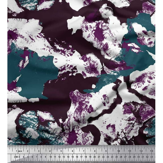 Soimoi Japan Crepe Satin Fabric Marble Stone Texture Shirting Decor Fabric Printed Yard 42 Inch Wide