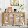 thumbnail image 2 of Rovaurx Storage Cabinet with Fluted Glass Doors, 59.1" Floor Storage Cabinet, Modern Buffet Sideboard Storage Cabinet for Dinging Room, Living Room, Entryway, Natural, 2 of 8