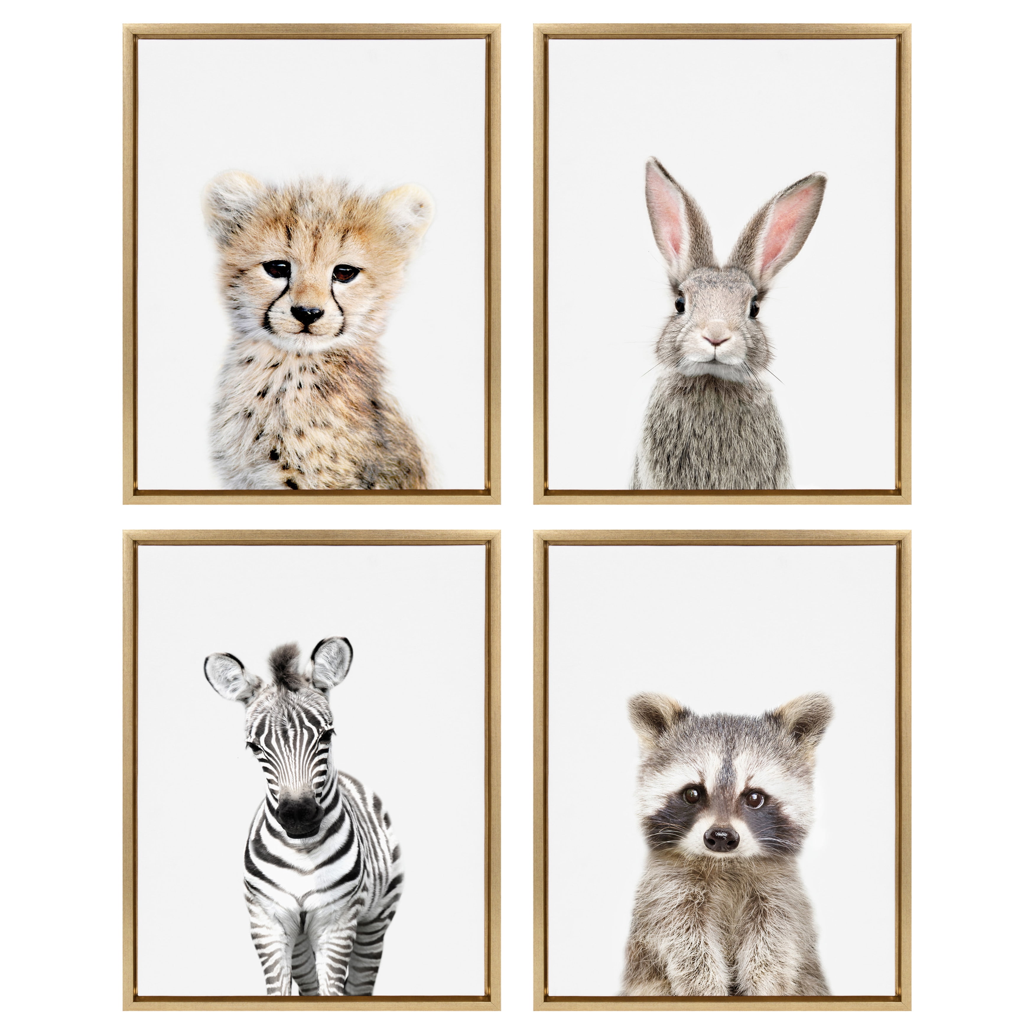 Kate and Laurel Sylvie Cheetah Framed Canvas Wall Art by Amy Peterson, 18x24 Gold, Baby Animal Home Decor