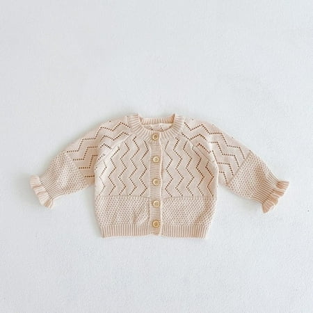 

DancePeanut Spring Autumn All-match Baby Girl Children s Jacket Wave Hollow Long Sleeve Cotton Knitted Sweater Sunscreen Cardigan Jacket