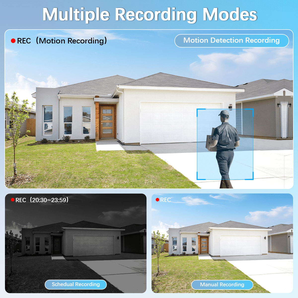 WEILAILIFE 5MP Wired Security Camera System with Red & Blue Warning Lights, 4CH DVR 500GB HDD