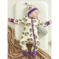 thumbnail image 5 of BemeyourBBs Newborn Baby Boys Girls Mardi Gras Outfit Footed Romper Hat Set Long Sleeve Printed Zip Up Footie Jumpsuit Cute Infant Spring Fall Winter Clothes, 5 of 9