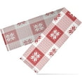 thumbnail image 2 of Checkered Snow Yarn Square Table Runner, Kitchen Table Matching for Daily and Holiday Seasonal Indoor or Outdoor Party (18X108). House Decor, 2 of 7