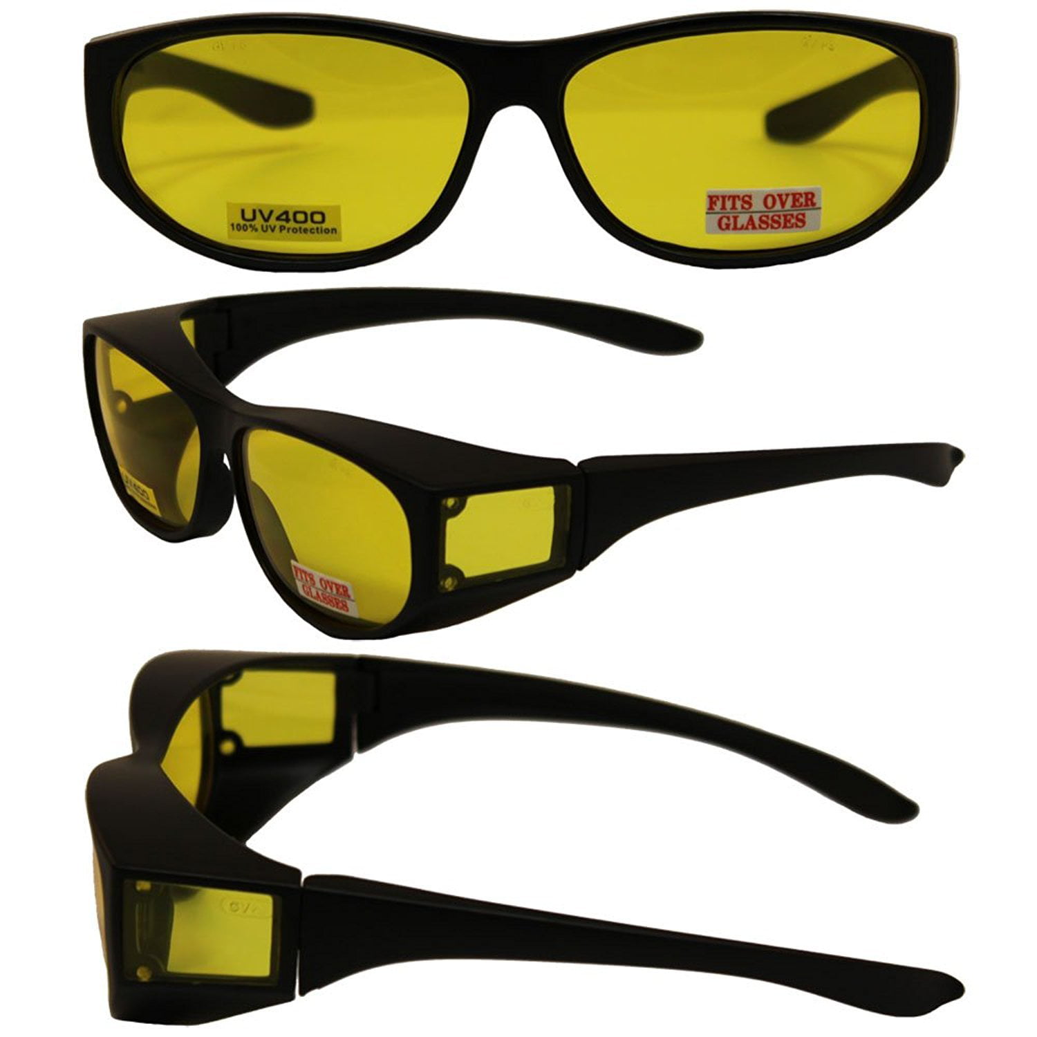 Two 2 Pairs Escort Safety Glasses Fits Over Most Prescription Eyewear Yellow Lenses Walmart 