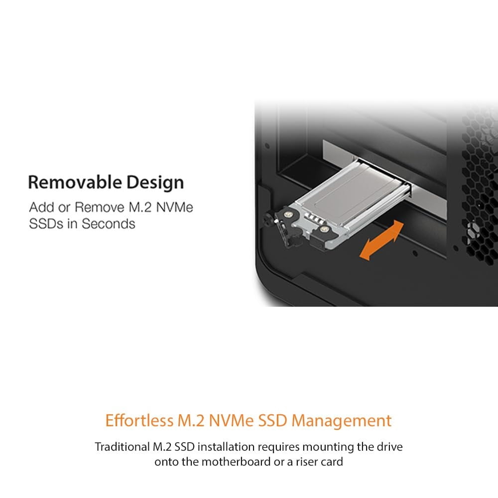 Cremax MB840M5P-B AC Removable M.2 NVMe SSD to PCIe 5.0x4 Rack Enclosure
