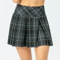 thumbnail image 7 of Women Plaid Casual Mini Skater Skirt with Shorts Elastic Tennis Skirt High Waist Basic Pleated Golf Skorts with Pockets Gray XL, 7 of 7
