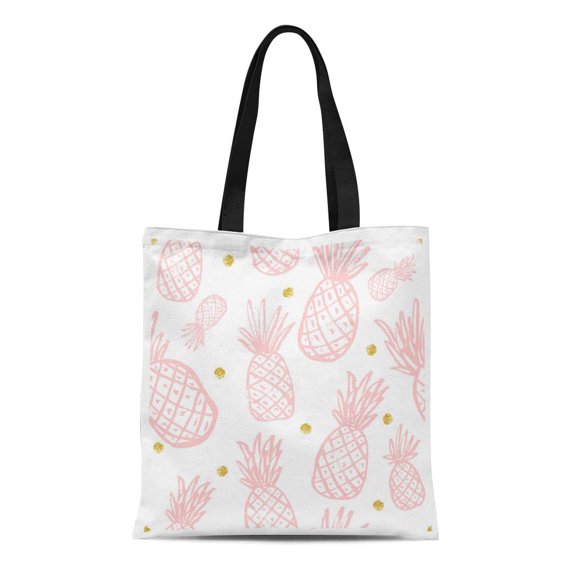 POGLIP Canvas Tote Bag Pineapple Vintage for Your Pineapples Rose Quartz Modern Color Durable Reusable Shopping Shoulder Grocery Bag